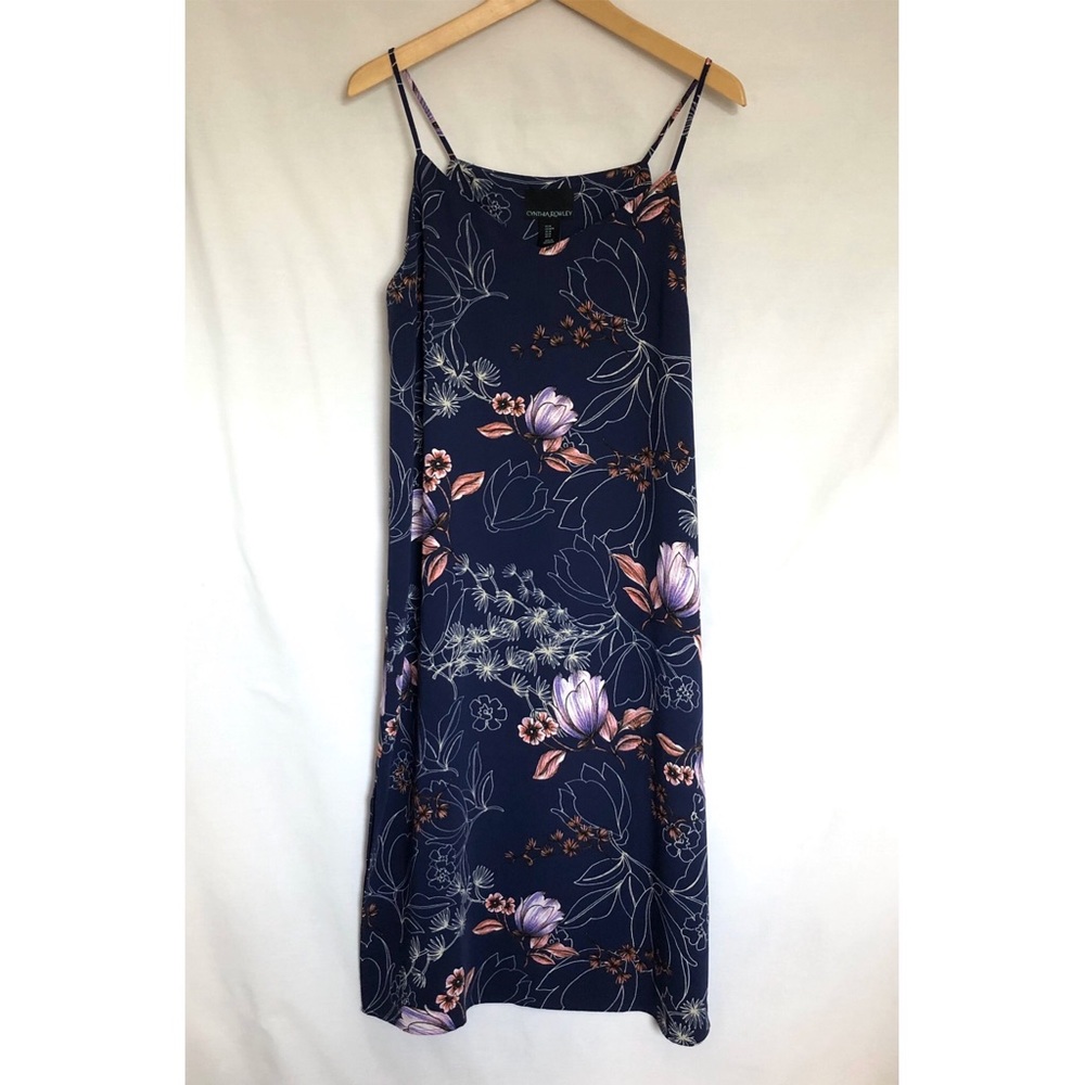 Cynthia Rowley Navy blue floral midi shift dress